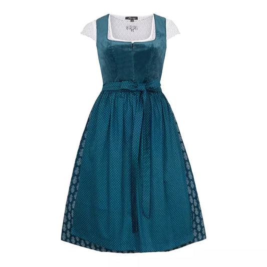 Bavarian Dirndl Dress Samy, 2pcs - Velvet, Petrol bavari-costumes