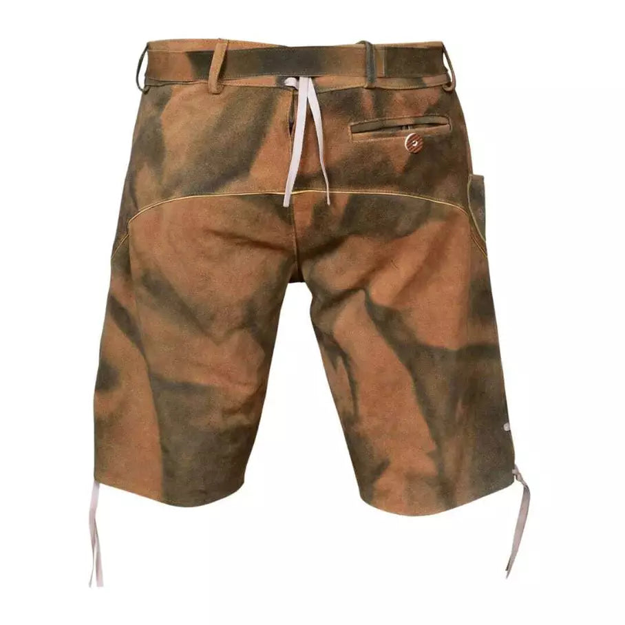 Bavarian Lederhose Siggi, short with belt - Antic Brown bavari-costumes