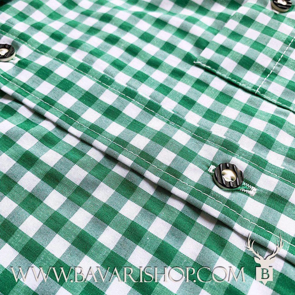 Men's Bavarian Long sleeve Gingham Shirt "Manne" - Light Green bavari-costumes