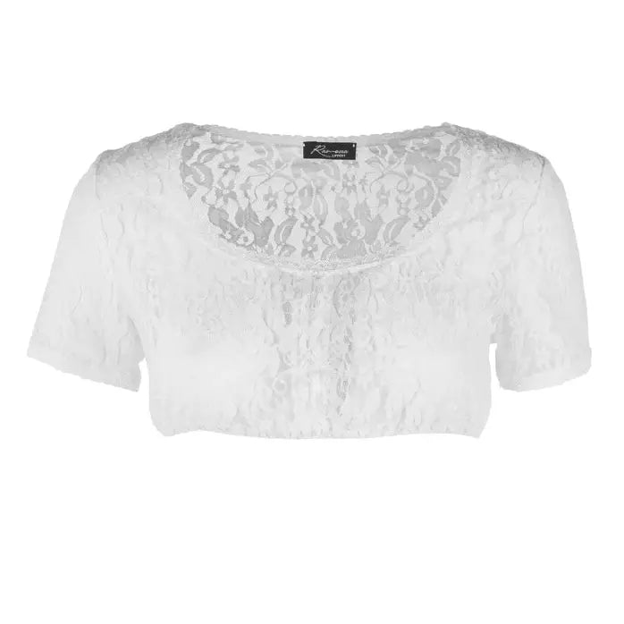 Bavarian cropped Dirndl blouse Eva - White Lace bavari-costumes