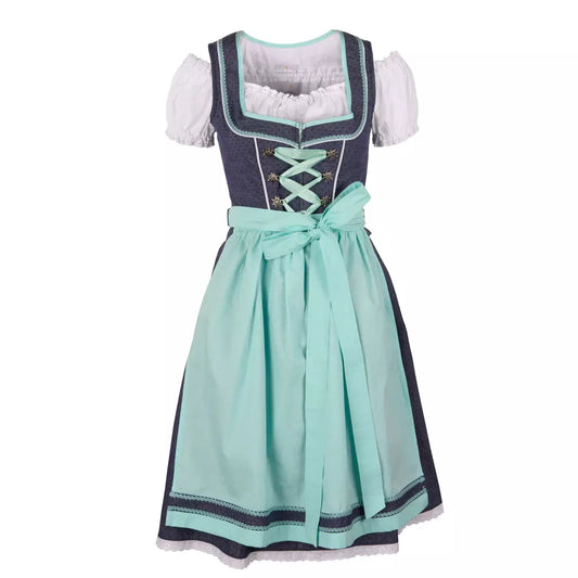 Bavarian Dirndl Dress Clara, 3pcs - Jeans, Mint bavari-costumes