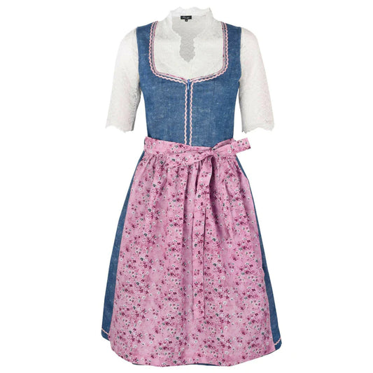 Bavarian Dirndl Dress Greti, 2pcs - Jeans, Blush Pink bavari-costumes