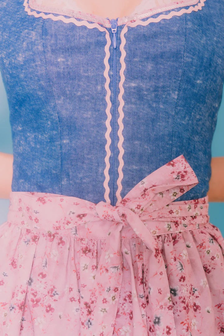 Bavarian Dirndl Dress Greti, 2pcs - Jeans, Blush Pink bavari-costumes