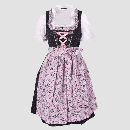 Bavarian Dirndl Dress Katy, 3pcs - Black, Blush Pink bavari-costumes