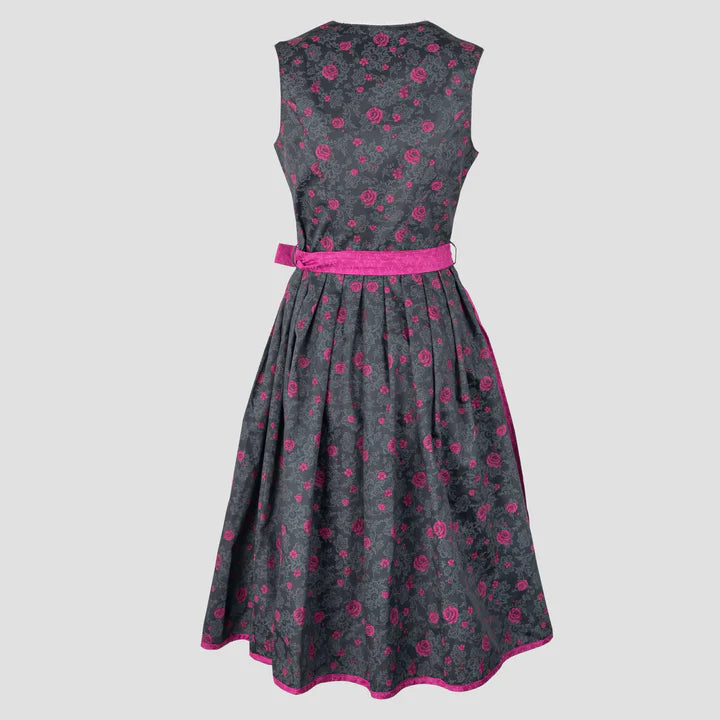 Bavarian Dirndl Dress Nadja, 2pcs - Dark grey, Pink bavari-costumes