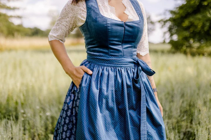 Bavarian Dirndl Dress Samy, 2pcs - Velvet, Petrol bavari-costumes