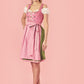 Bavarian Midi Dirndl "Viktoria", front zipper, 3-piece set - Pink & Moss Green bavari-costumes