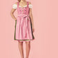 Bavarian Midi Dirndl "Viktoria", front zipper, 3-piece set - Pink & Moss Green bavari-costumes