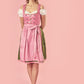Bavarian Midi Dirndl "Viktoria", front zipper, 3-piece set - Pink & Moss Green bavari-costumes