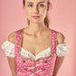 Bavarian Midi Dirndl "Viktoria", front zipper, 3-piece set - Pink & Moss Green bavari-costumes