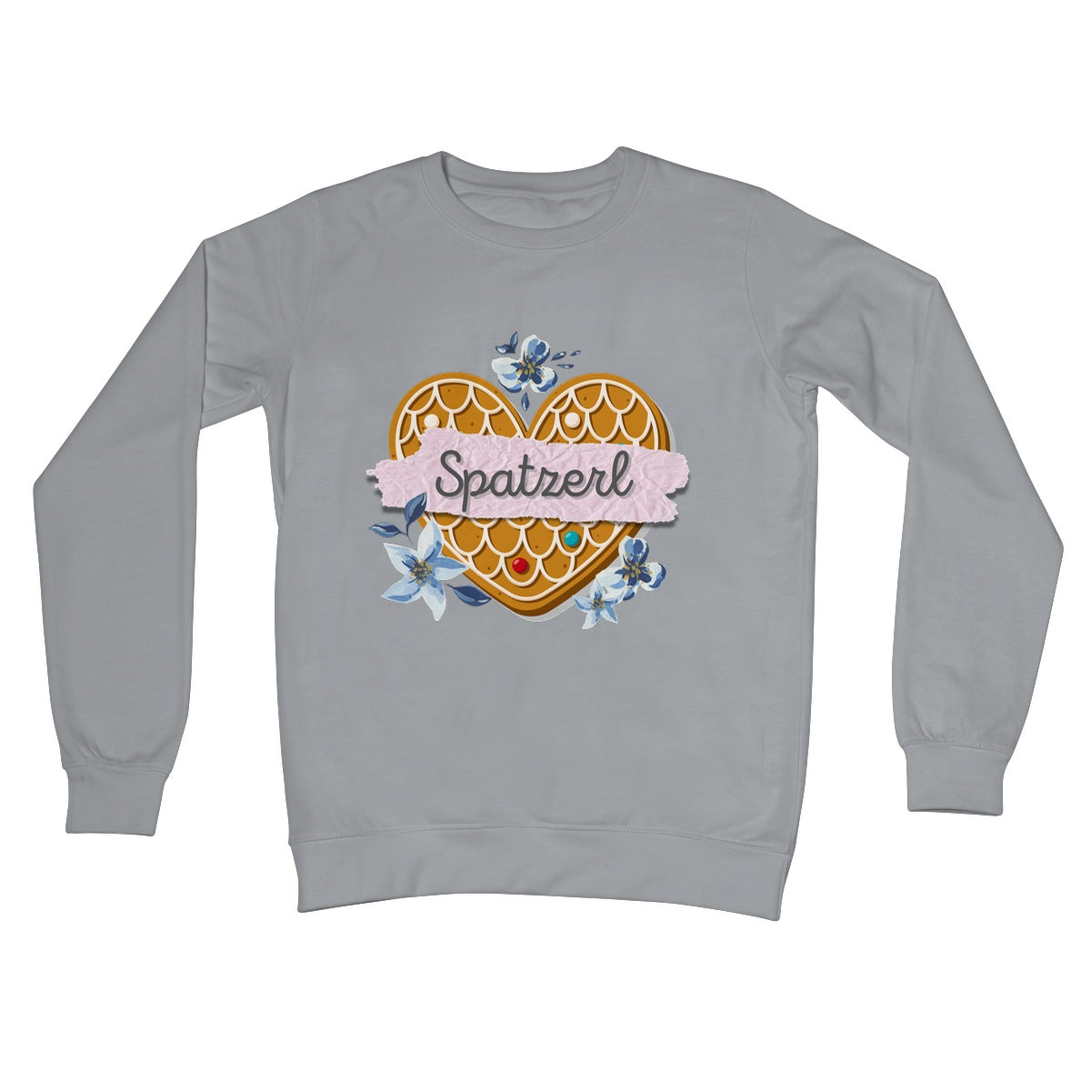 Women's Bavarian Graphic Sweatshirt "Spatzerl" gingerbread heart & floral print - 4 colours - Bavari Shop - Bavarian Outfits, Dirndl, Lederhosen & Accessories