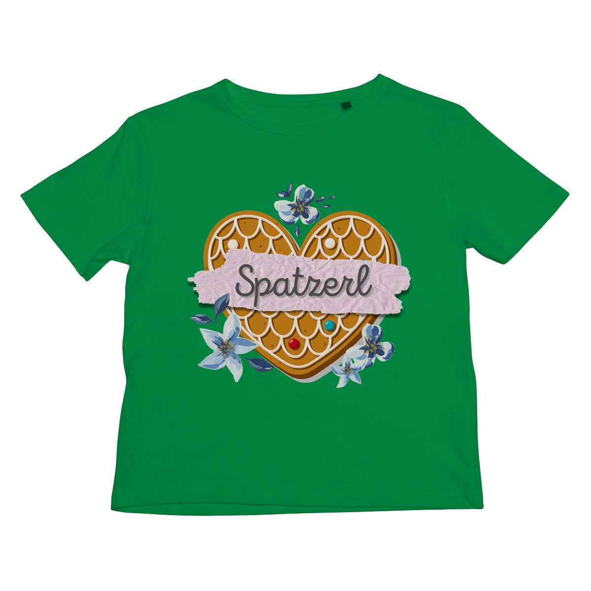 Girl's Bavarian Graphic T-Shirt "Spatzerl" gingerbread heart & floral print - 5 colours - Bavari Shop - Bavarian Outfits, Dirndl, Lederhosen & Accessories