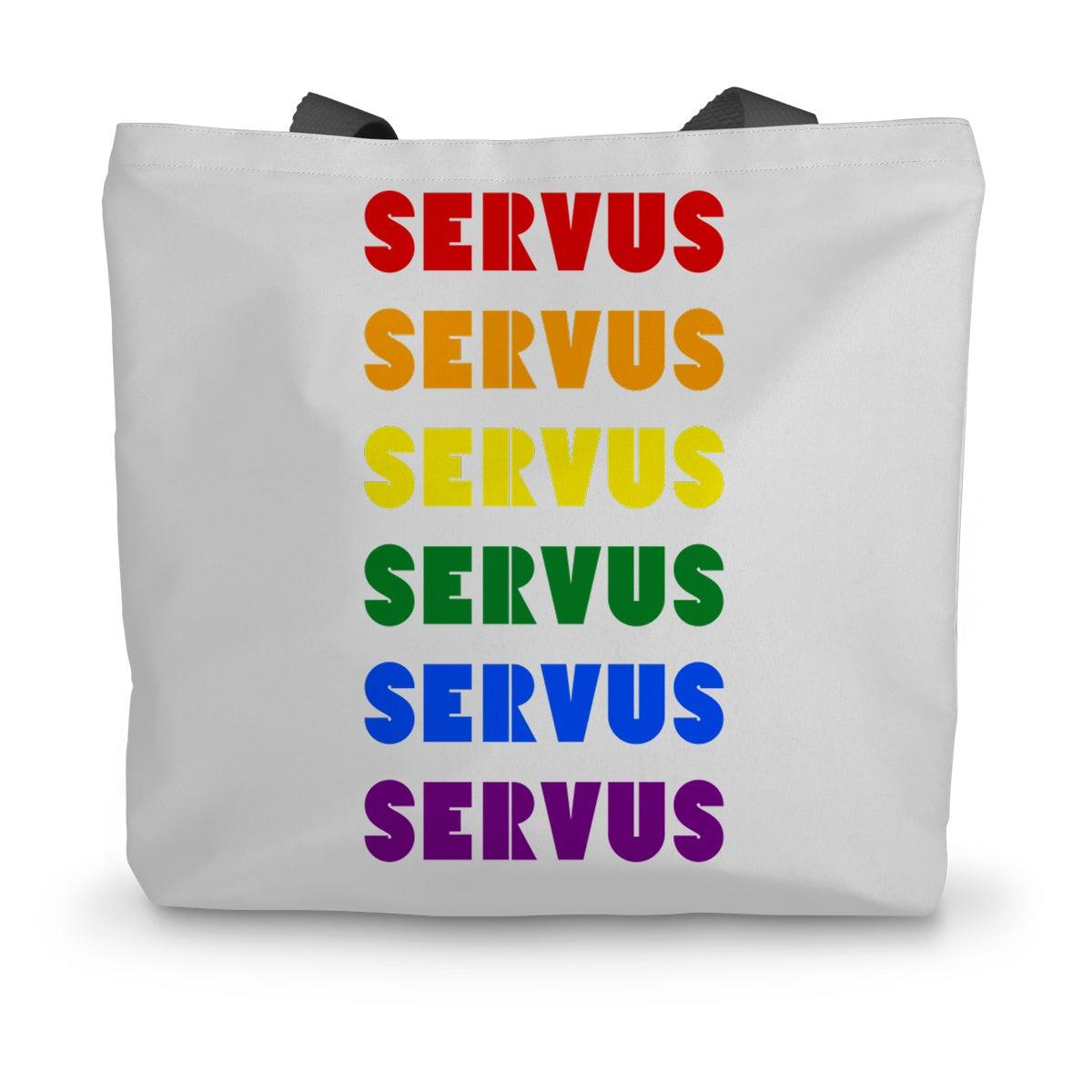 Bavarian Statement Tote Bag, Canvas with Rainbow / LGBT print "Servus" - Natural White - Bavari Shop - Bavarian Outfits, Dirndl, Lederhosen & Accessories