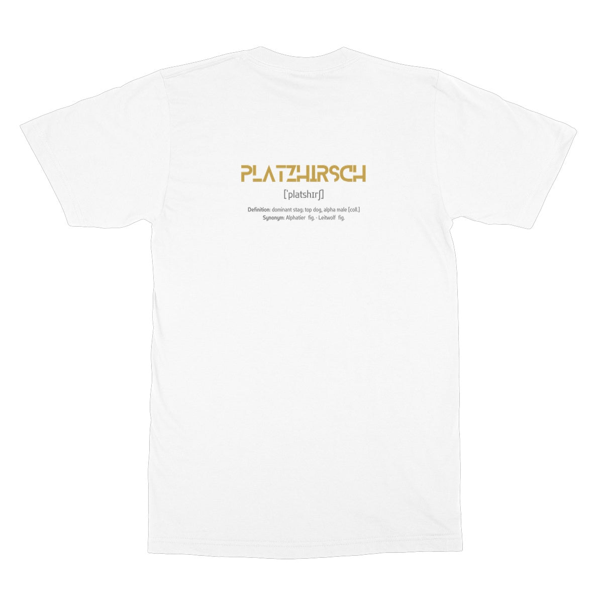 Men's Stag Do Graphic T-Shirt "Platzhirsch" antler, print front & back - White - Bavari Shop - Bavarian Outfits, Dirndl, Lederhosen & Accessories