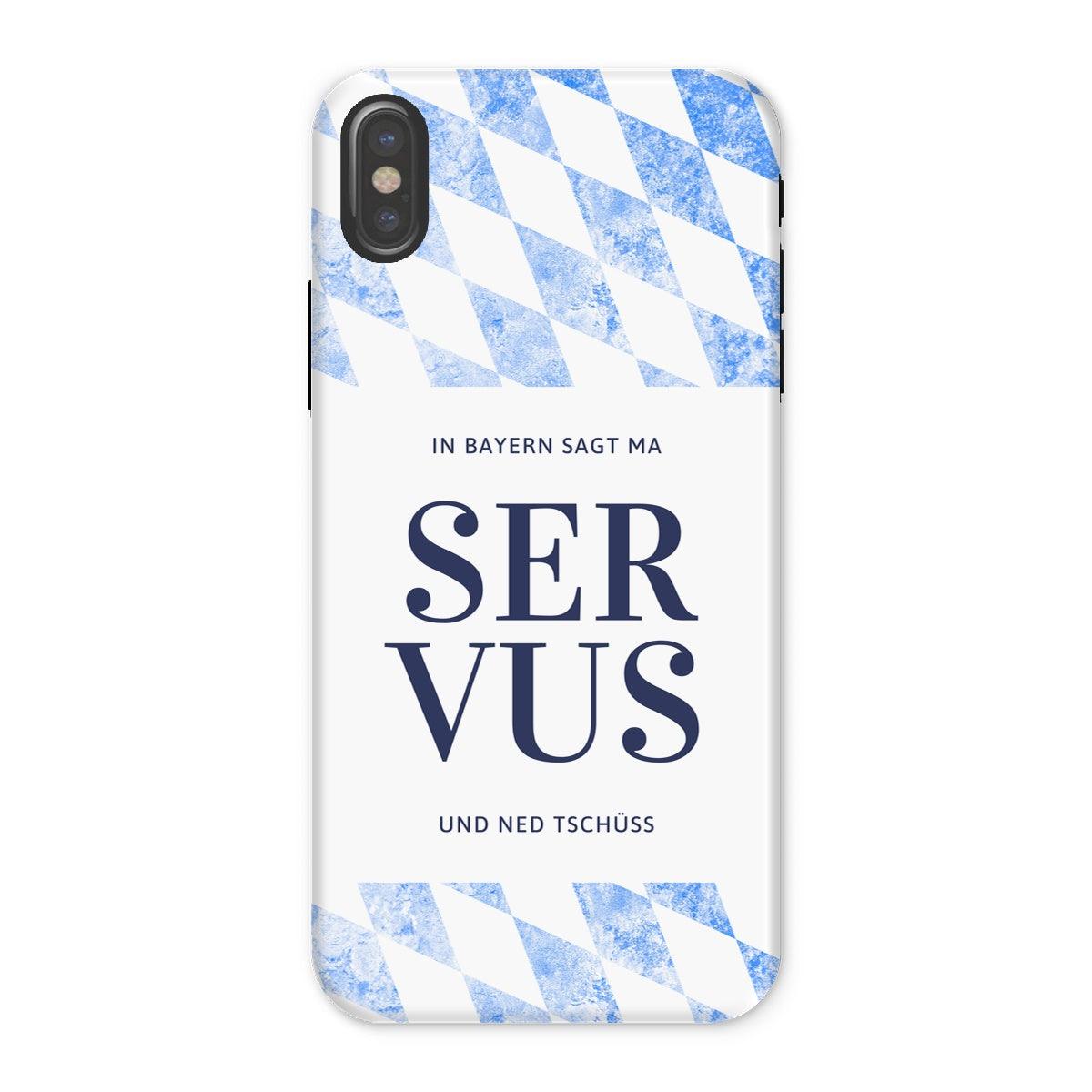 Bavarian Flag, Tough Phone Case "In Bayern sagt ma Servus", dual-layered & light, matt or glossy - for Apple / Samsung models - Bavari Shop - Bavarian Outfits, Dirndl, Lederhosen & Accessories