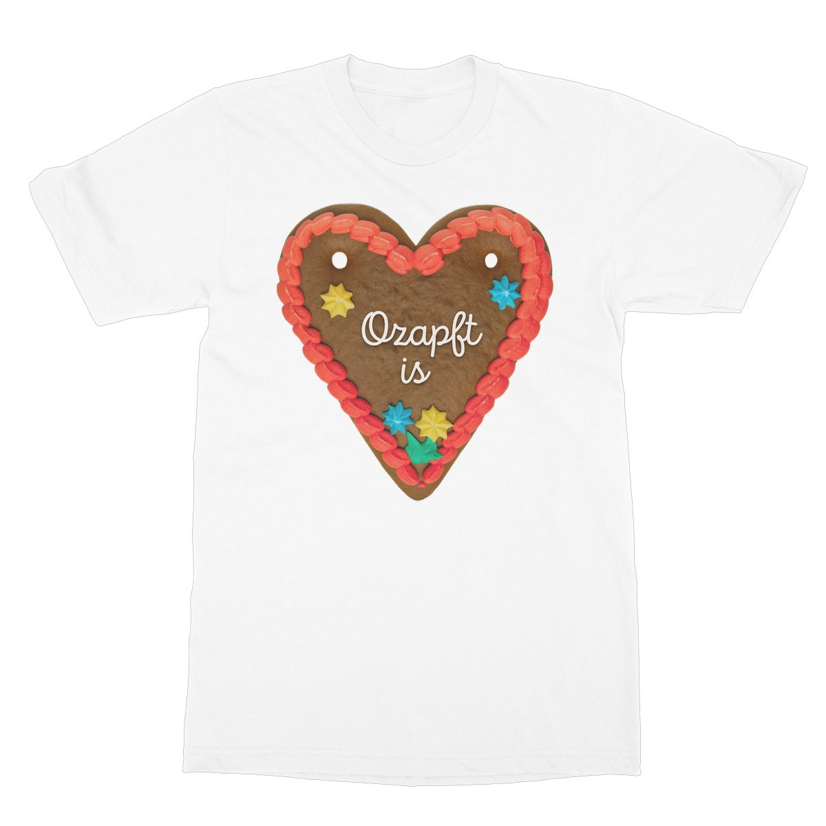 Women's Oktoberfest Graphic T-Shirt "O'zapft is" with gingerbread heart - 6 colours - Bavari Shop - Bavarian Outfits, Dirndl, Lederhosen & Accessories