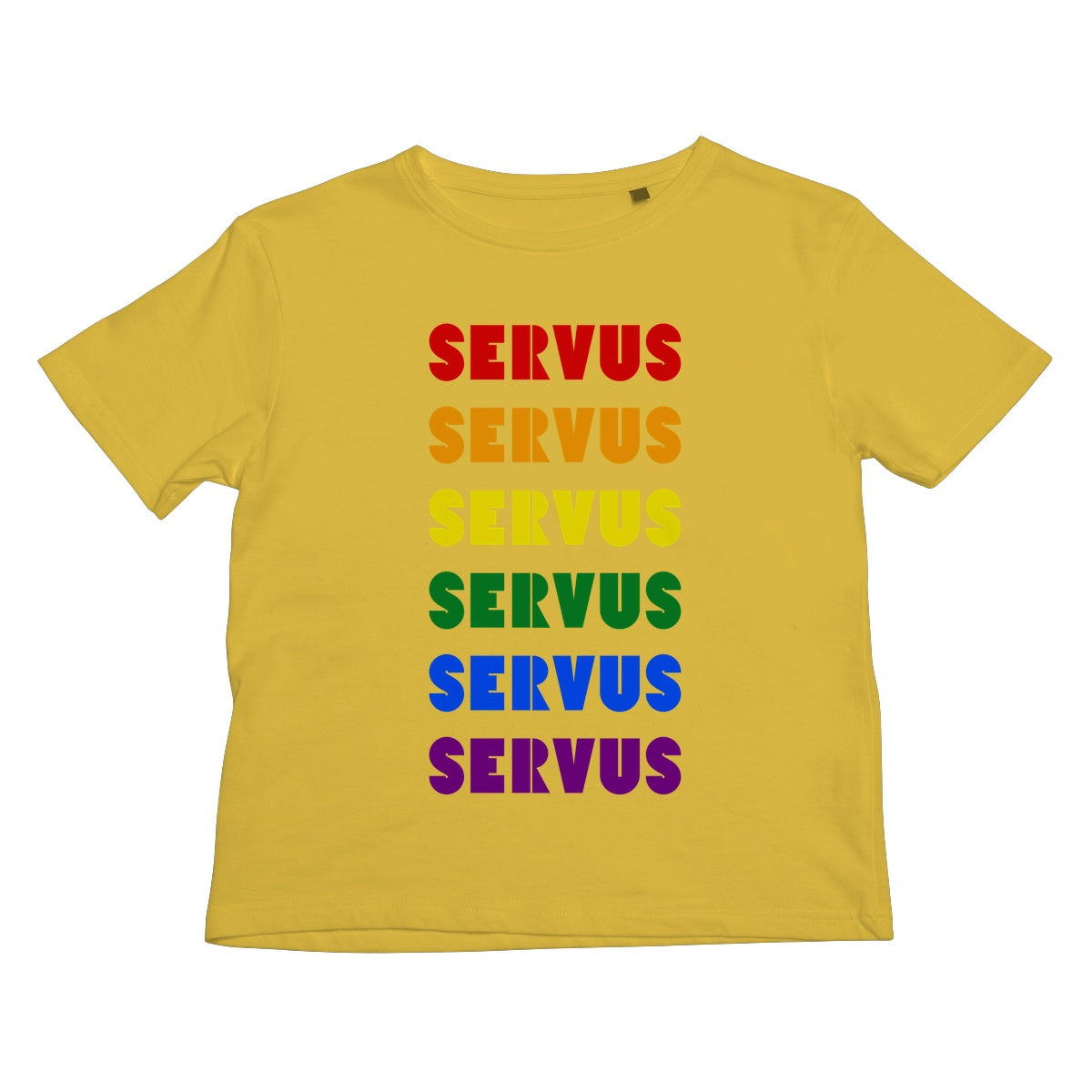 Kid's Bavarian Graphic T-Shirt "Servus" Rainbow print - 8 colours - Bavari Shop - Bavarian Outfits, Dirndl, Lederhosen & Accessories