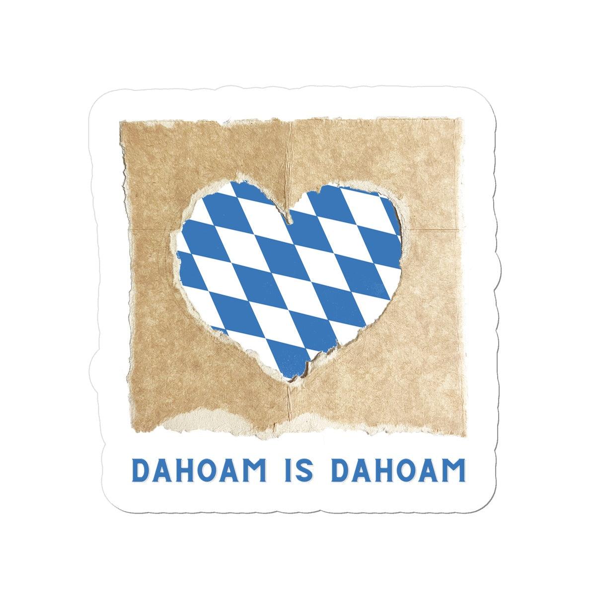 Bavarian Statement Sticker "Dahoam is Dahoam", Blue & White Heart Print, vinyl, 4 sizes - Bavari Shop - Bavarian Outfits, Dirndl, Lederhosen & Accessories