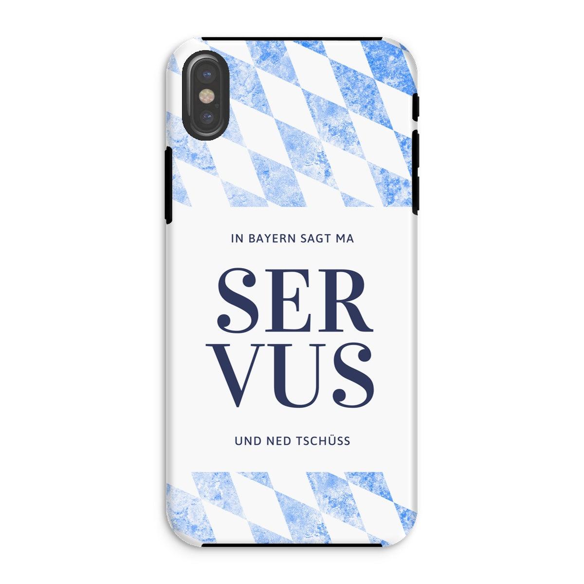 Bavarian Flag, Tough Phone Case "In Bayern sagt ma Servus", dual-layered & light, matt or glossy - for Apple / Samsung models - Bavari Shop - Bavarian Outfits, Dirndl, Lederhosen & Accessories
