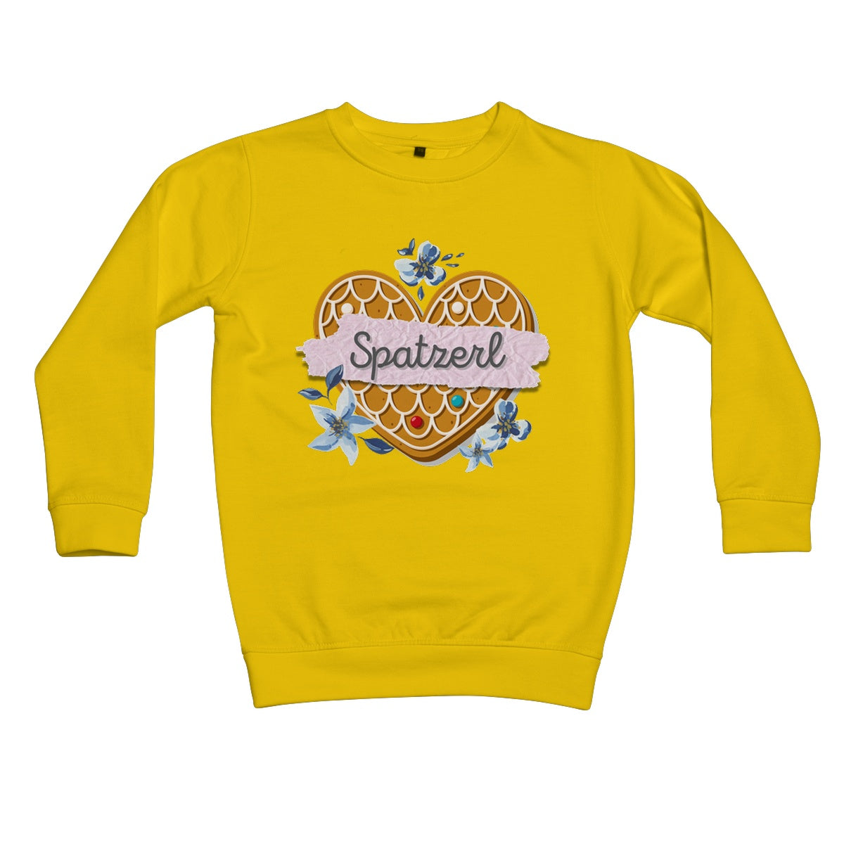 Girl's Bavarian Graphic Sweatshirt "Spatzerl" gingerbread heart & floral print - 4 colours - Bavari Shop - Bavarian Outfits, Dirndl, Lederhosen & Accessories