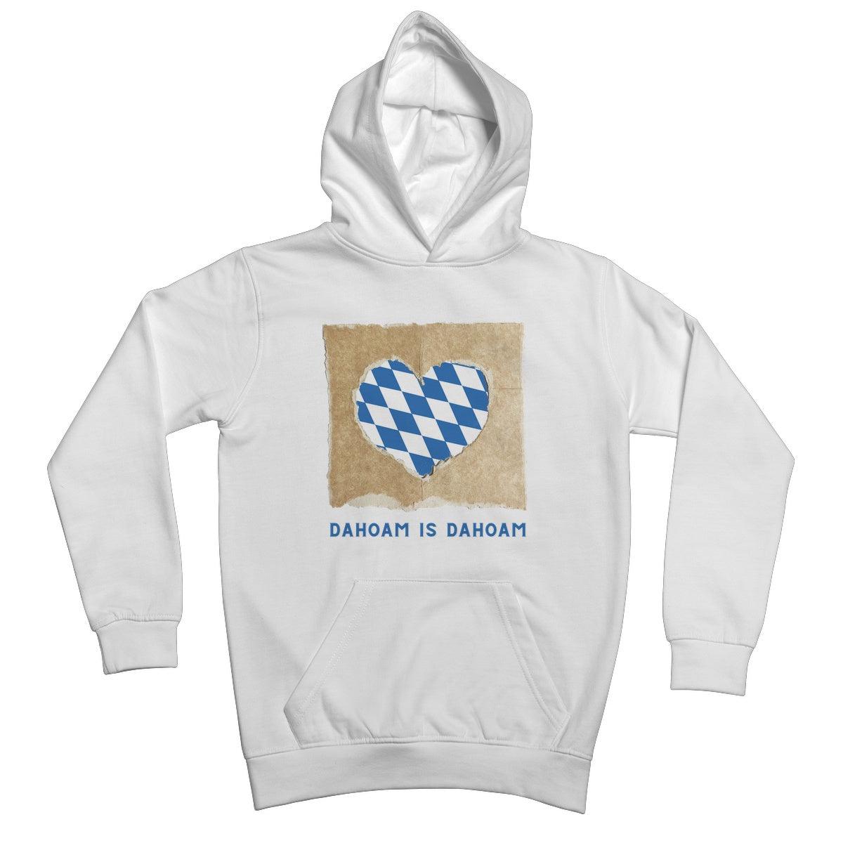 Kids's Bavarian Graphic Hoodie "Dahoam is Dahoam" heart print - White - Bavari Shop - Bavarian Outfits, Dirndl, Lederhosen & Accessories