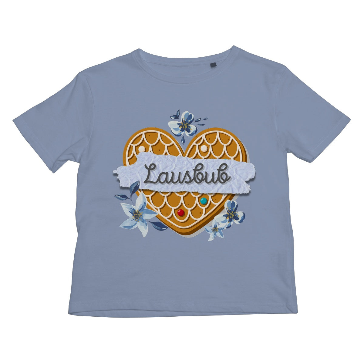 Boy's Bavarian Graphic T-Shirt "Lausbub" gingerbread heart & floral print - 6 colours - Bavari Shop - Bavarian Outfits, Dirndl, Lederhosen & Accessories