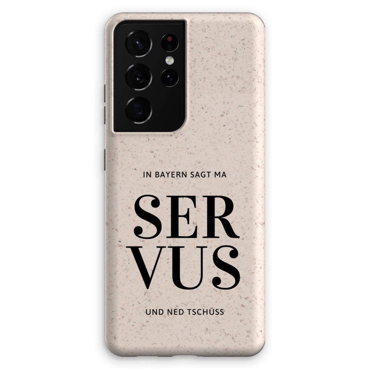Bavarian Eco Phone Case "In Bayern sagt ma Servus", tough & raised edges - for Apple / Samsung models - Bavari Shop - Bavarian Outfits, Dirndl, Lederhosen & Accessories