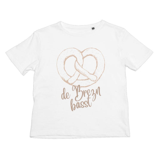 Kid's Bavarian Graphic T-Shirt "Brezn basst" with pretzel print - White - Bavari Shop - Bavarian Outfits, Dirndl, Lederhosen & Accessories