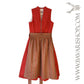 Bavarian Midi Dirndl "Clarissa", high neckline, 2-piece set - Red & Sand bavari-costumes