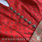 Bavarian Midi Dirndl "Clarissa", high neckline, 2-piece set - Red & Sand bavari-costumes