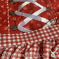 Bavarian Midi Dirndl "Olivia", back zipper, embroidery, 3-piece set - Candy Red & Vichy bavari-costumes