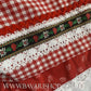 Bavarian Midi Dirndl "Olivia", back zipper, embroidery, 3-piece set - Candy Red & Vichy bavari-costumes