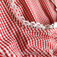 Women's Cropped Vichy Dirndl Blouse "Nicole" - adjustable low neckline - Red bavari-costumes