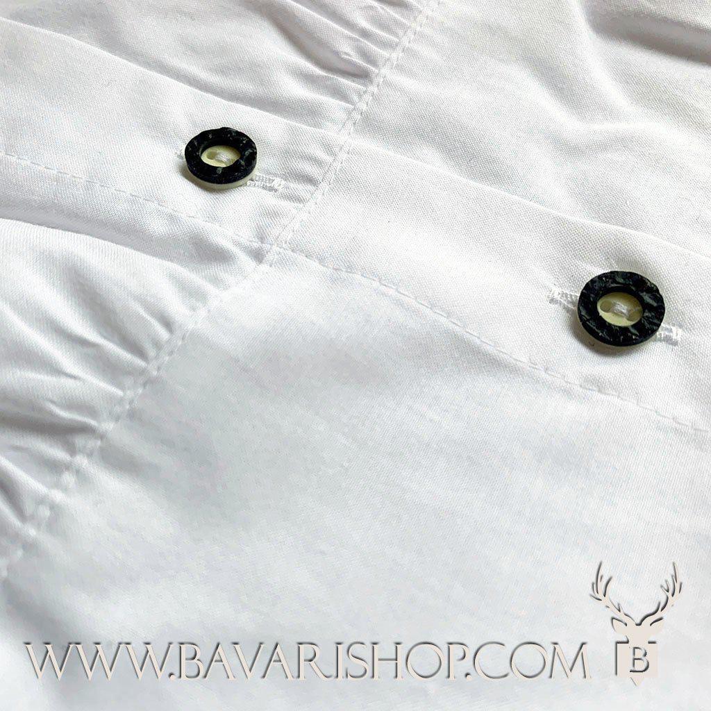 Women's Carmen style Bavarian blouse "Micha" with buttons - White bavari-costumes