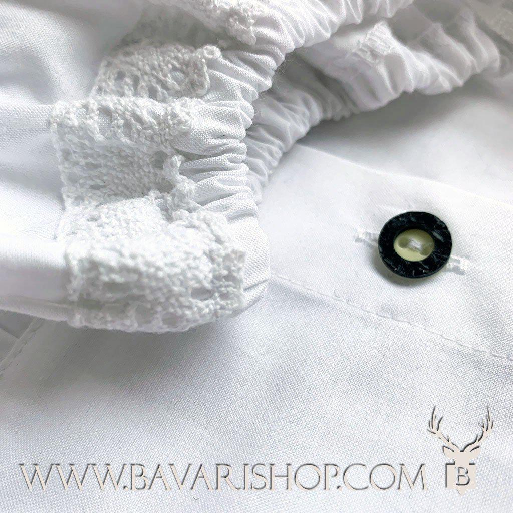 Women's Carmen style Bavarian blouse "Micha" with buttons - White bavari-costumes